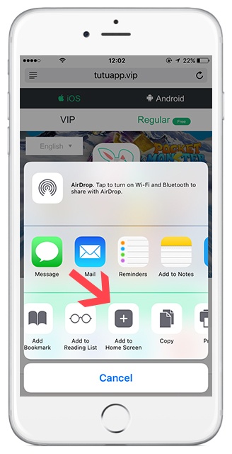 TutuApp iOS Add to Home Screen