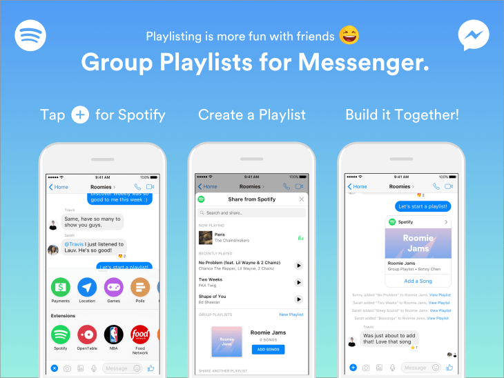 Create Spotify playlists with your friends on Facebook Messenger