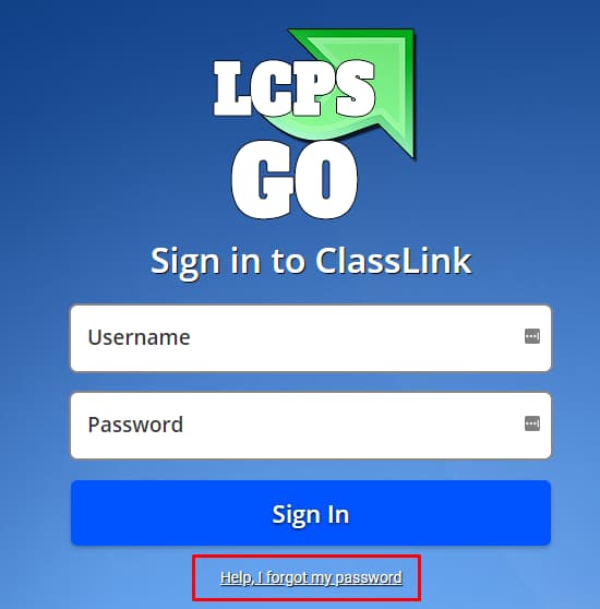 LCPSGo Recover Password
