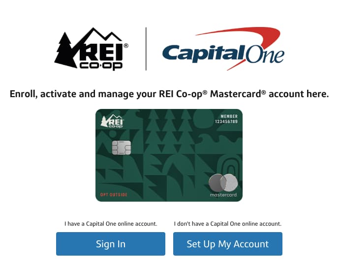 Activate REI Credit Card on REI.capitalone.com