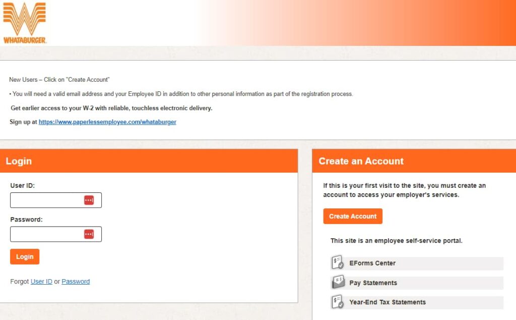 PaperlessEmployee WhatABurger Login